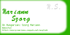 mariann szorg business card